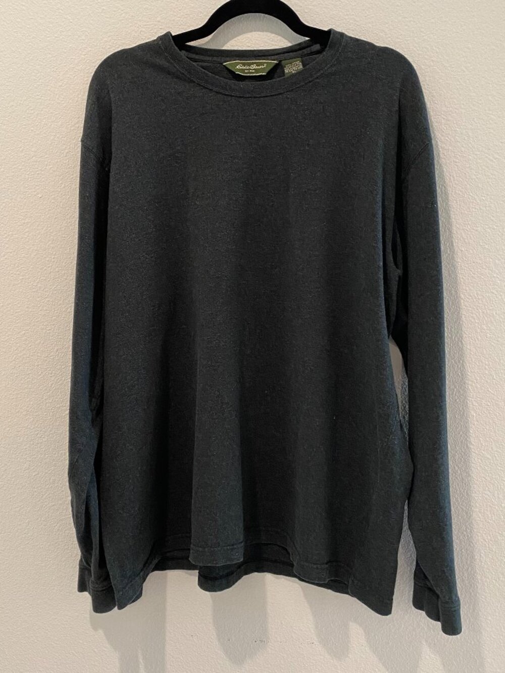 Eddie Bauer Men's Long Sleeve Crew Neck Tee Dark Charcoal Grey Size XL